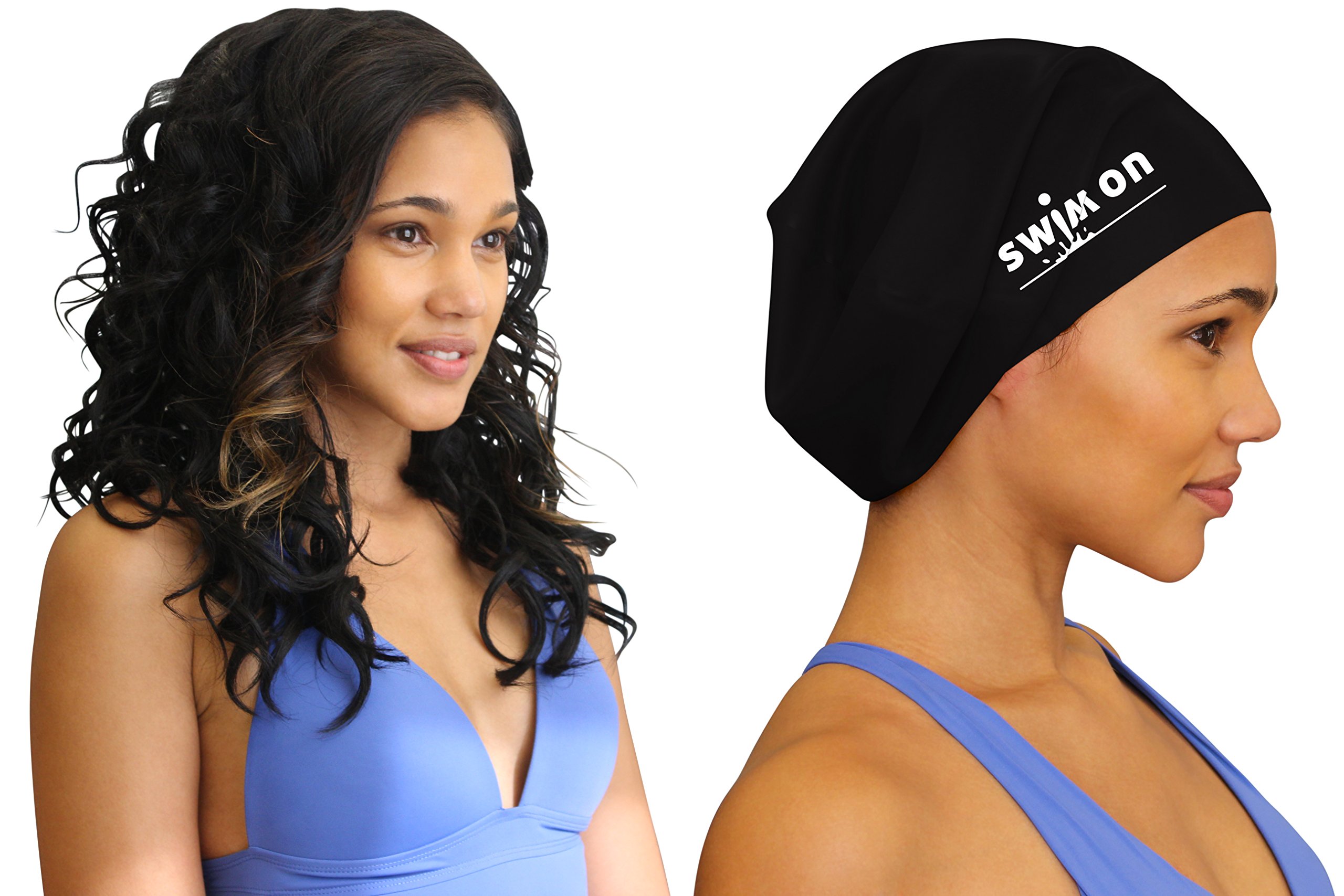 Large Swim Cap for Long, Thick, or Curly Hair by Swim On Waterproof