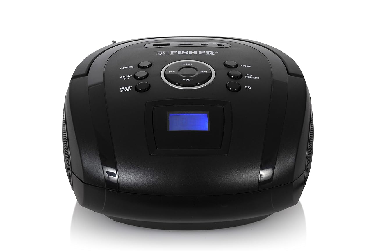 Fisher Mini Wireless Portable Boombox, With LCD Display, FM Radio
