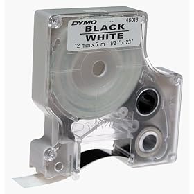 DYMO 45013 White Tape  Black Print 1 2 x 23, D1 Style Cartridge by DYMO