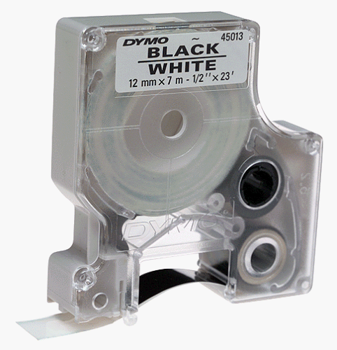 DYMO White Tape/ Black Print 1/2 Inch x 23 Inch, D1 Style Cartridge (45013) under DYMO in The Electronics Store