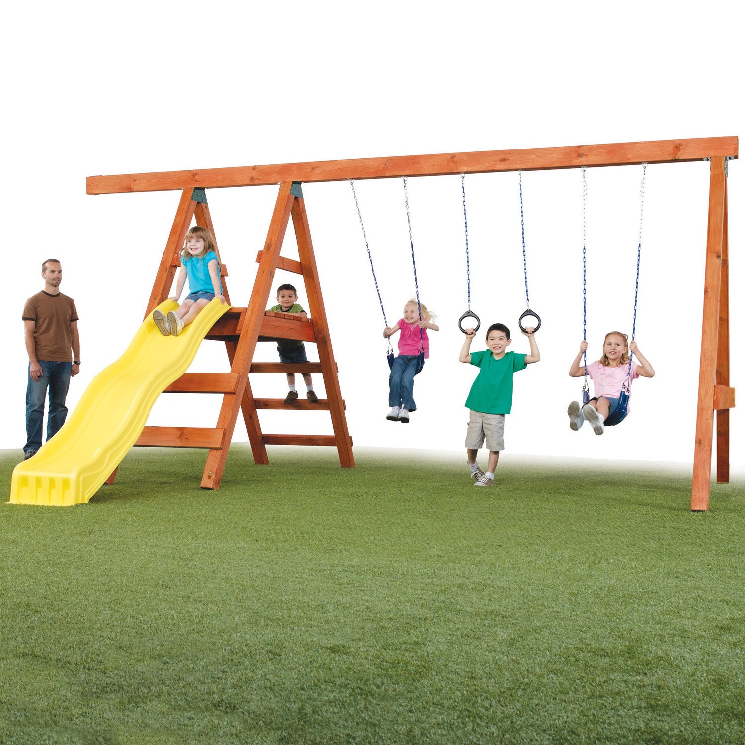 Swing Set Playground Slide Wooden Kit Outdoor Backyard Kids Park Play