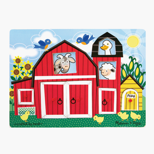 Childrens Toyshop  Toys : Melissa & Doug Farm Peek-a-Boo Peg