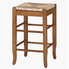 Rush Seat Bar Stool Oak (Oak) (28.75H x 14.5W x 14.5D) by Boraam