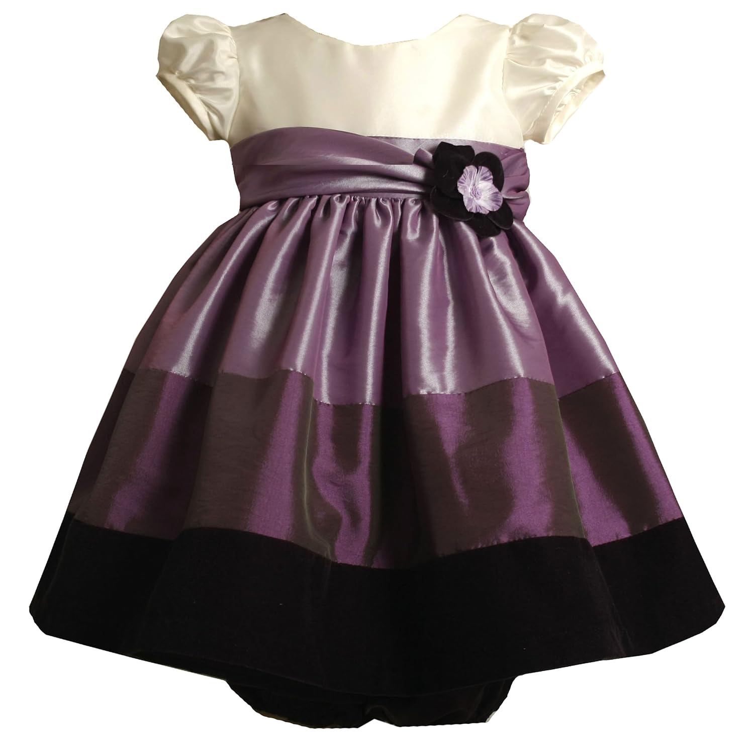 PURPLE IVORY COLOR BLOCK VELVET SHANTUNG