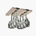 Natural Hardwood Hanging Wine Glass Rack