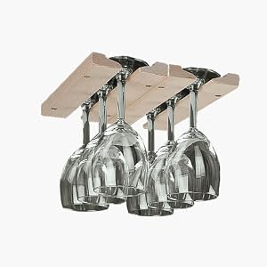 Natural Hardwood Hanging Wine Glass Rack by