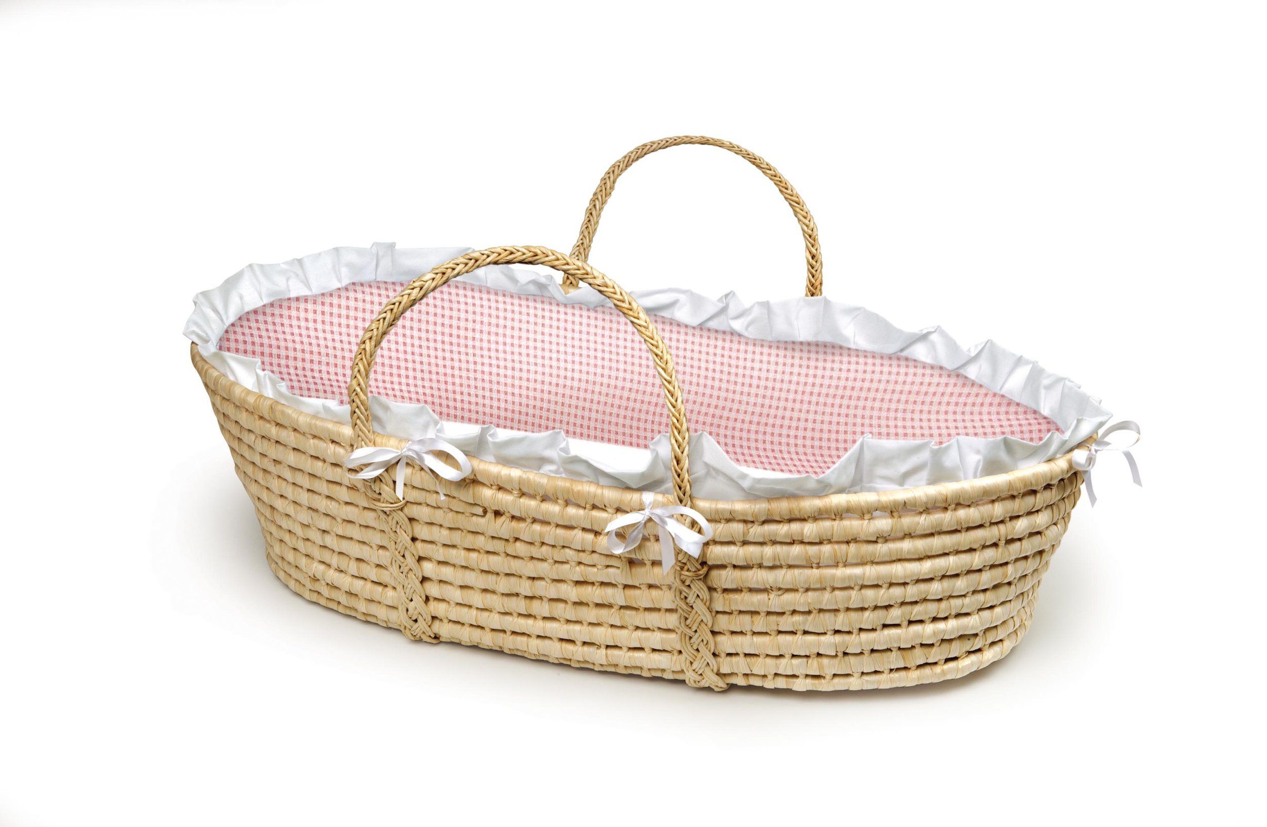 badger basket company natural baby moses basket - pink gingham