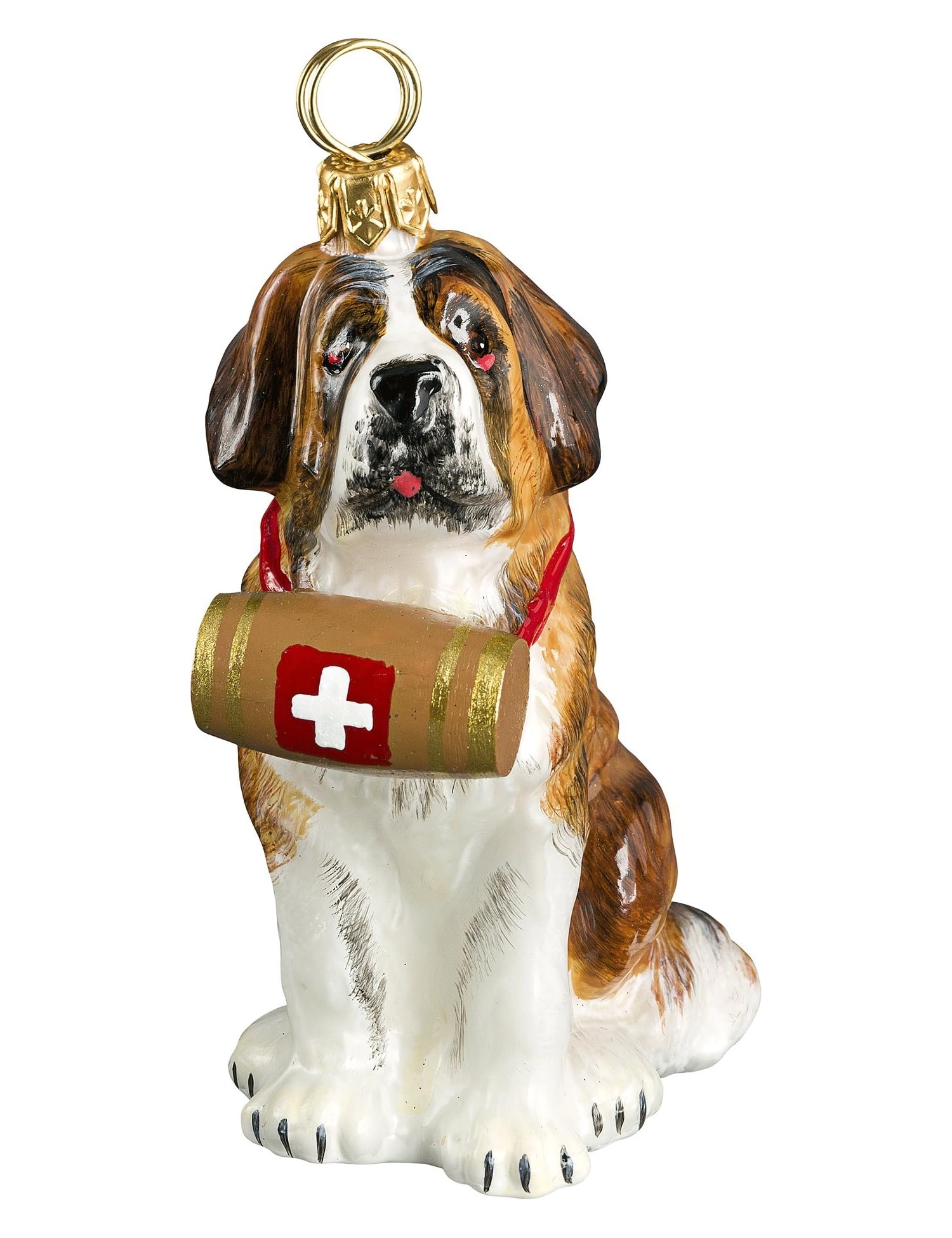 The Pet Set Blown Glass European Dog Ornament By Joy To The World Collectibles - Saint Bernard With Barrel