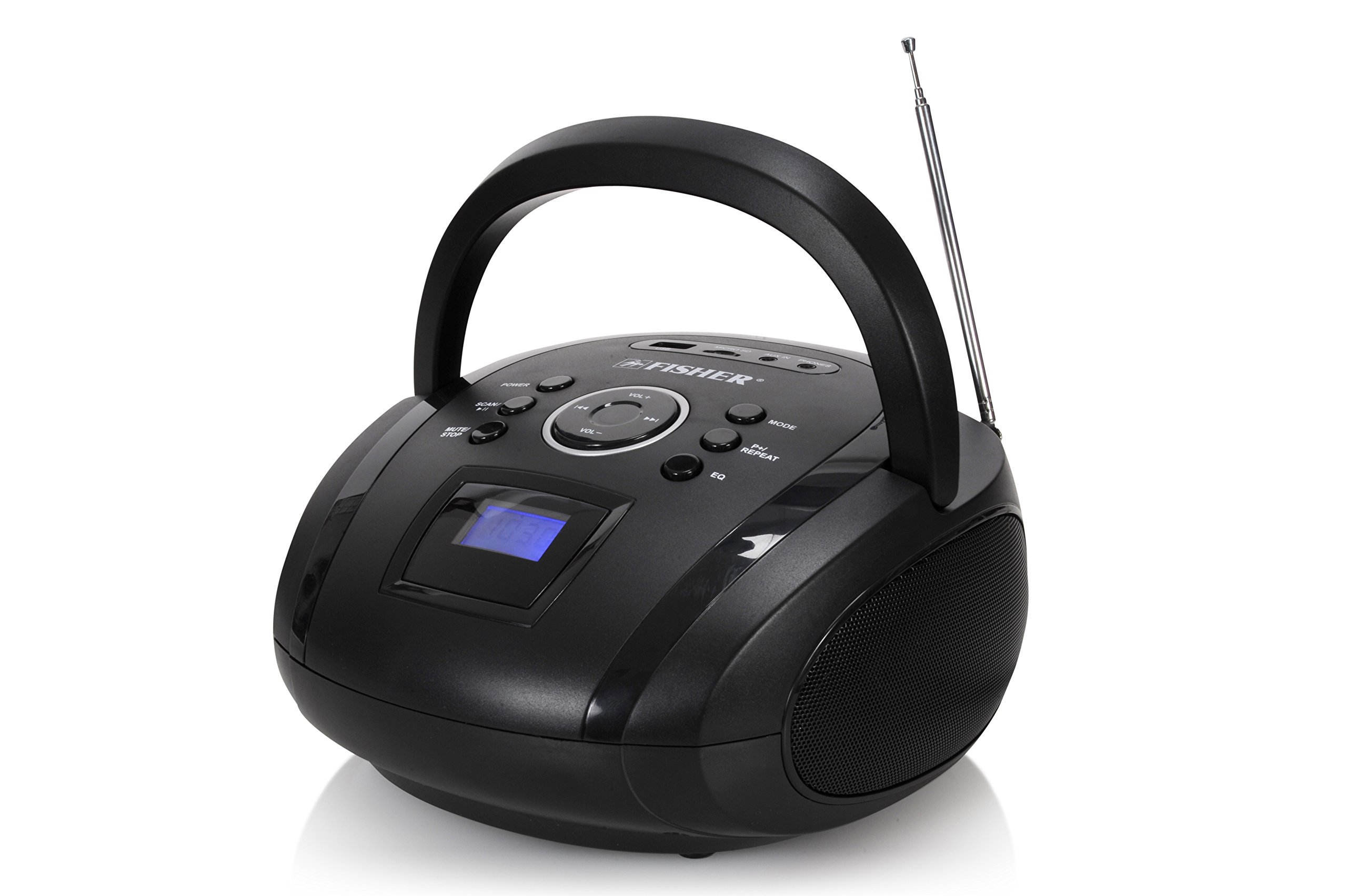 Fisher Mini Wireless Portable Boombox, With LCD Display, FM Radio