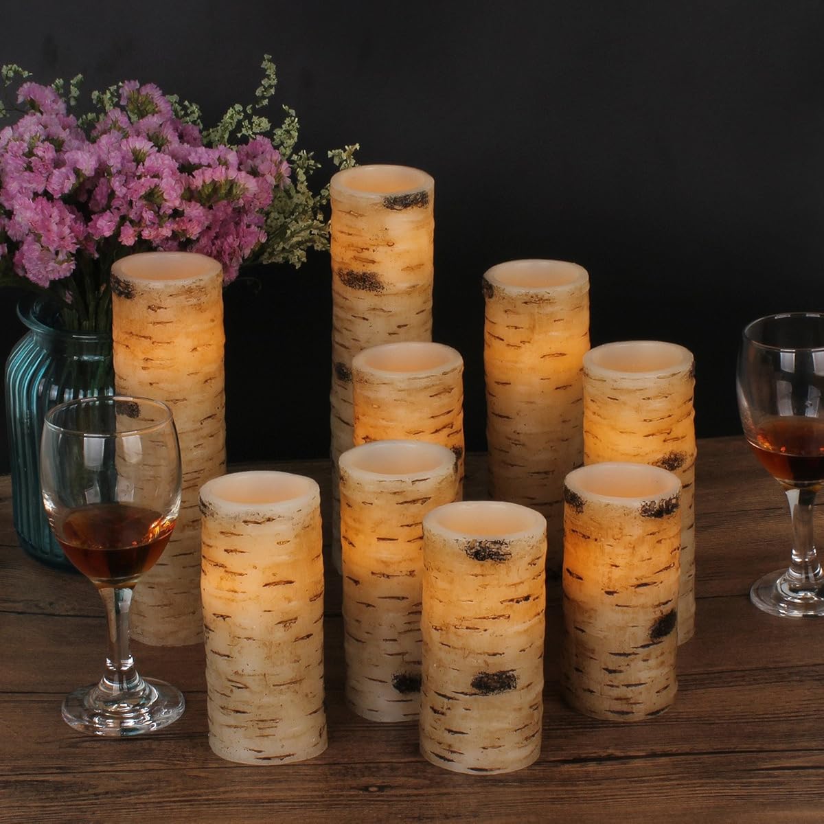 Vinkor Flameless Candles Battery Operated Candles Birch Bark Effect 4