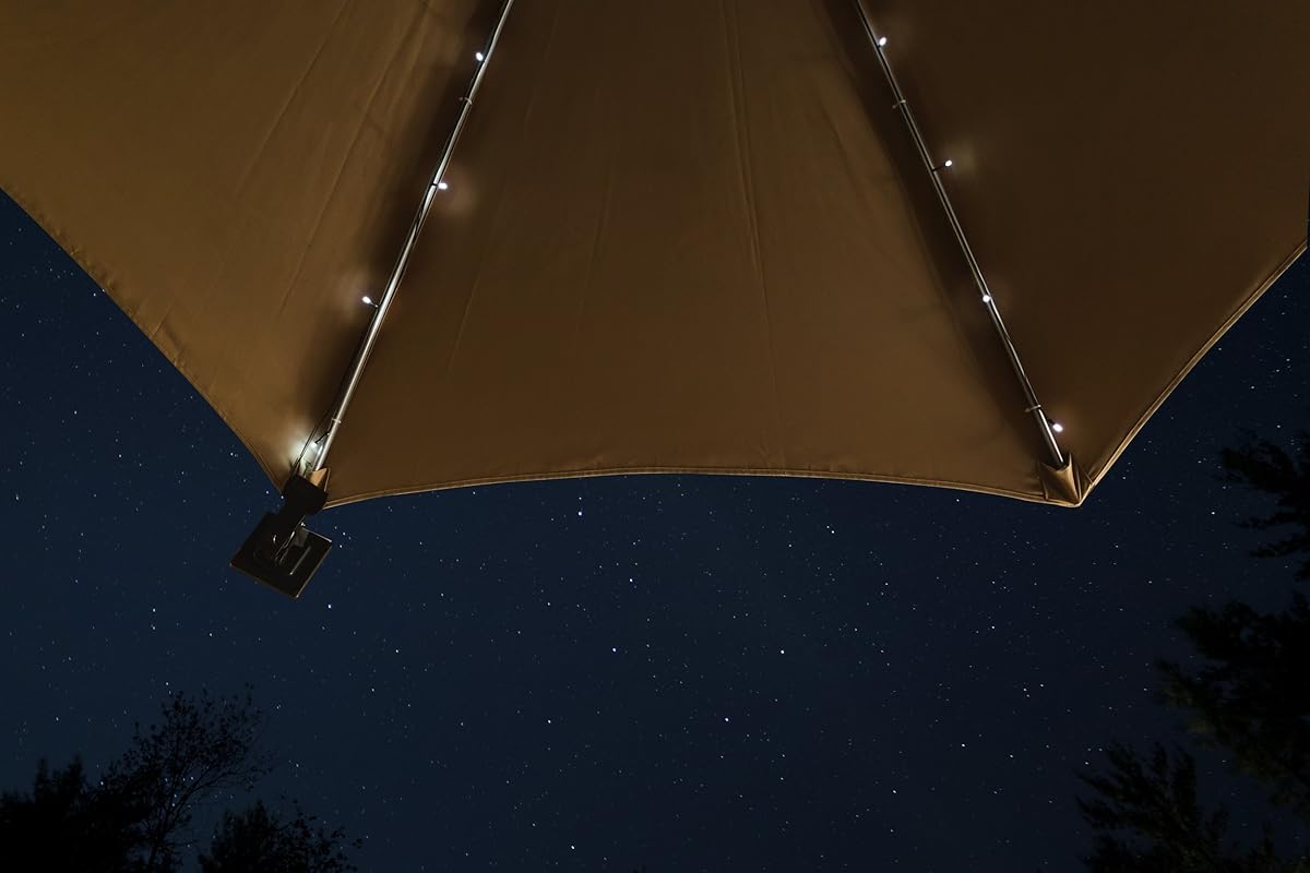 Umbrella Solar String Lights Cool White 72 total LEDs, 8 strings, 9