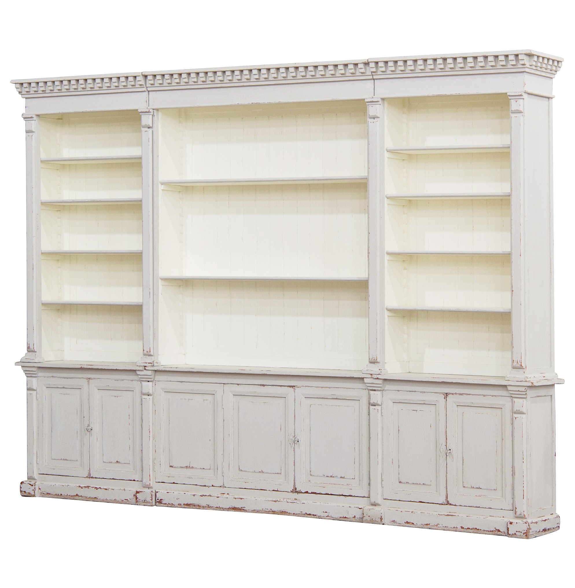 Laundress French Country Distressed Grey Large Display Bookcase