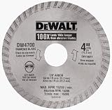 DeWalt DW4700 Industrial 4-Inch Dry or Wet Cutting Continuous Rim Diamond Saw Blade with 7/8-Inch Arbor