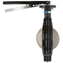 Milwaukee Valve ML222B Series Cast Iron Butterfly Valve, Lug Style, Nickel Plated Ductile Iron Disc, Buna-N Seat, Lever Handle, Flanged
