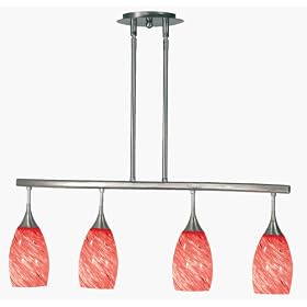 Medici-LAVA - 4 Light Kitchen Island Lighting Fixture - Brushed Steel - Lava Glass - B1080 from Lava Lamps
