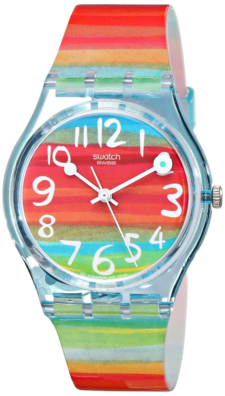 Swatch Women's GS124 Quartz Rainbow Dial Plastic Watch
