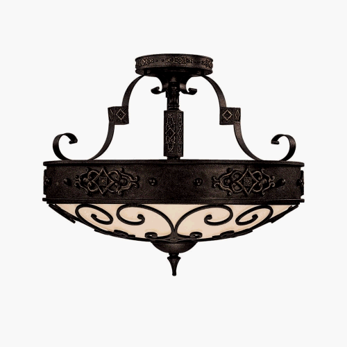 Capital Lighting Fixtures Four Light Semi Flush Mount Light Fixtures With Grille With A RUSTIC IRON Finish 3615RI