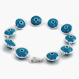 Sterling Silver Turquoise Evil Eye Bracelet, Big Beads