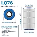 LACQUA Pool Filter Cartridge LQ76 75 SqF Replaces Hayward CX760RE, C760