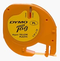 DYMO Plastic LetraTag 1/2 Inch x 13 Feet Black on Hyper Yellow Tape (91332)