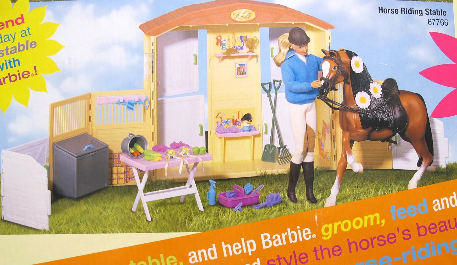 Купить Barbie HORSE RIDING STABLE GIFT SET w HORSE, STABLE & More