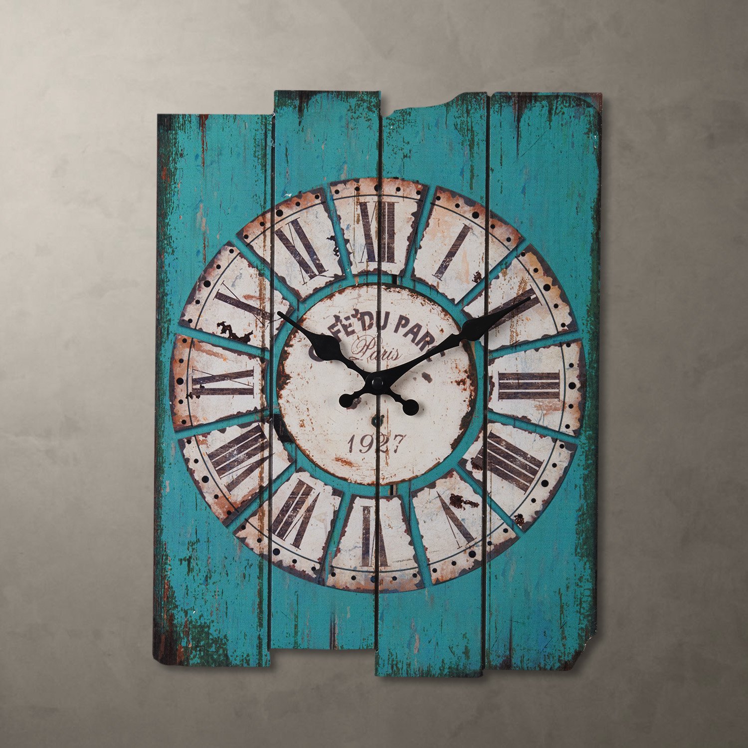 Aero Snail Vintage Retro Country Style Light Blue Wood Wall Clock Home