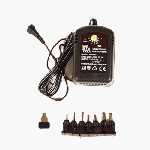 Hibaba Mains Power Adaptor 1.5, 3, 4.5, 6, 7.5, 9 or 12V: 300mA