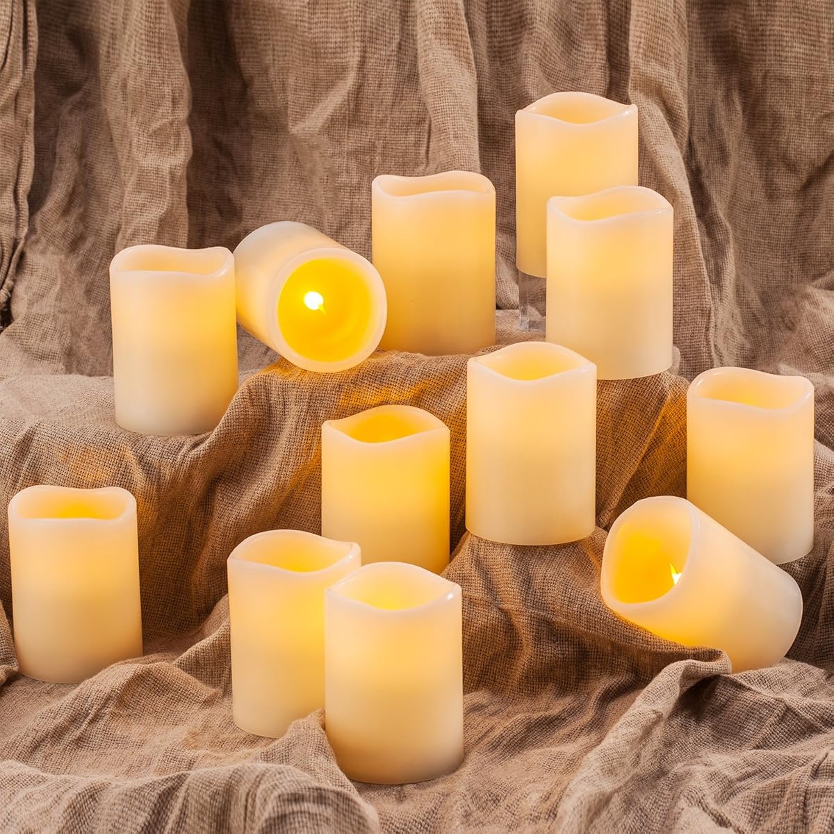 Enpornk Flameless Candles Battery Operated LED Pillar Real Wax