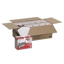 Brawny Industrial 250-03 12.4" Length x 9.1" Width, White Medium Duty HEF Disposable Shop Towel (10 Packs of 140)