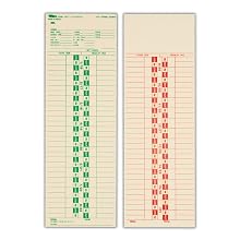 TOPS Semi-Monthly Time Cards, Green Ink Front, Red Back, 500-Count, 3.5 x 10.5 Inches, Manila (1277)