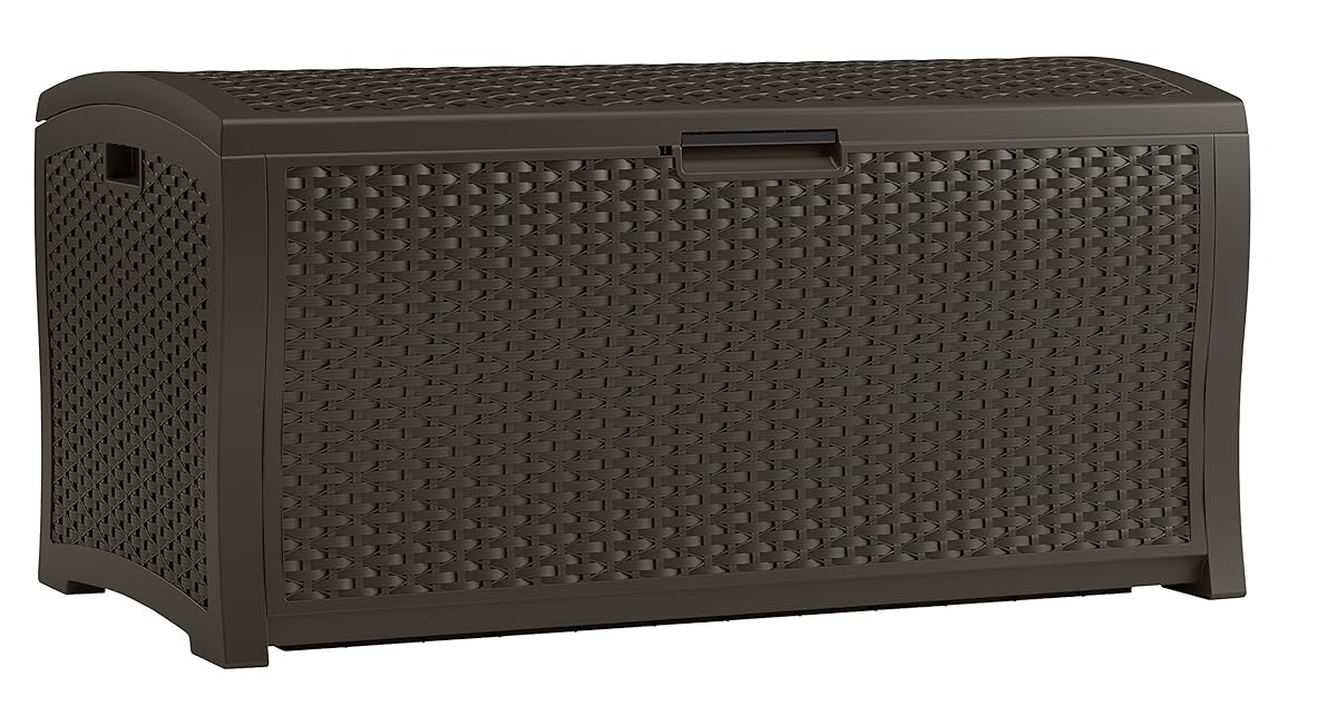 Suncast DBW9935 Resin Rattan Deck Box, 122Gallon