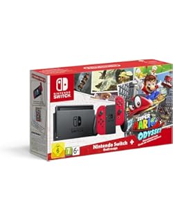 Nintendo Switch Konsole Rot ab Oktober + Mario Odyssey 35x19,8x9,3cm, 1,5kg DE,Ital.