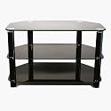Kaspian 900 Black Glass TV Stand for TVs of up to 37" ( 42" LCD / Plasma TVs with overhang) with 3 toughend glass shelves