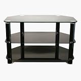 Kaspian 900 Black Glass TV Stand for TVs of up to 37 ( 42 LCD / Plasma TVs with overhang) with 3 toughend glass shelves
