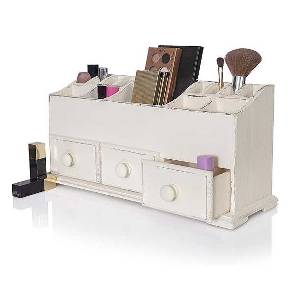 Vanity Drawer Beauty Organizer 3 Drawers Wooden Cosmetic Storage
