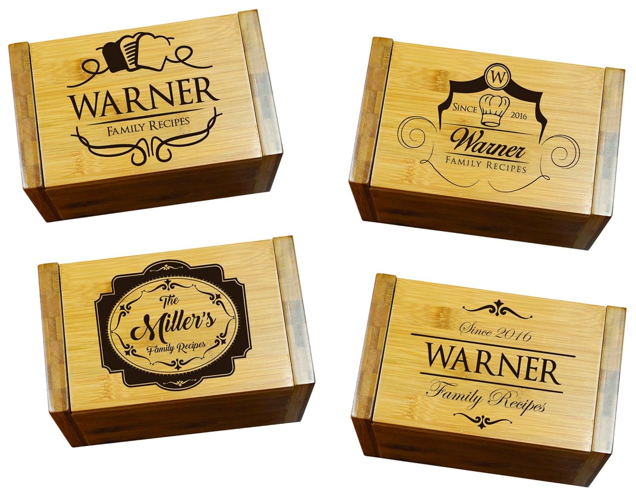 Engraved Recipe Box 4x6 Card Holder Personalized Custom Gifts For Mom