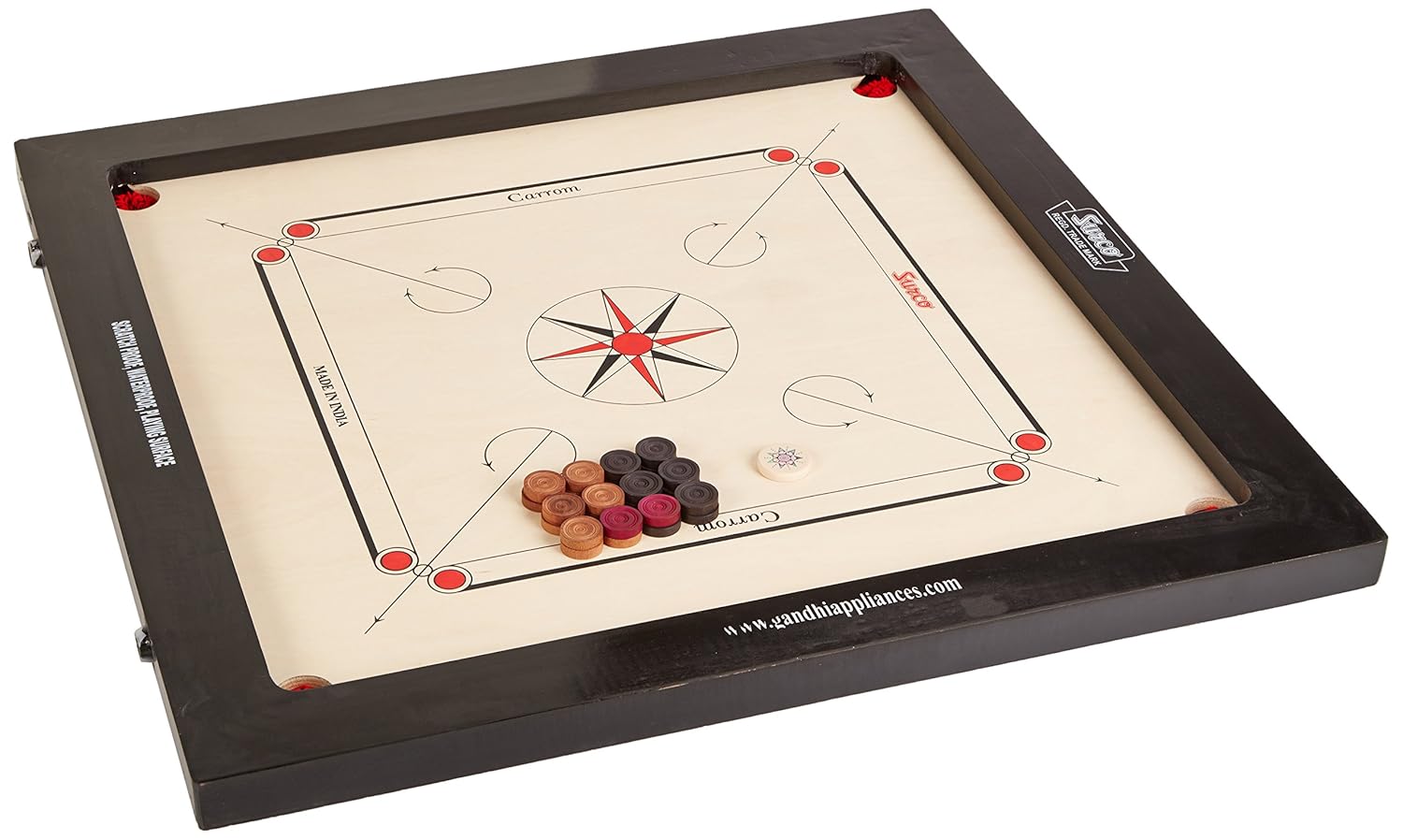 Surco Tournament Speedo Carrom Board with Coins and Striker, 16mm