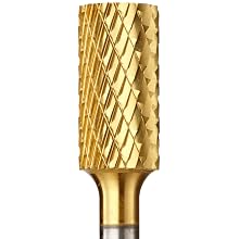 PFERD Cylindrical Carbide Bur, TiN Finish, Double Cut, Plain End