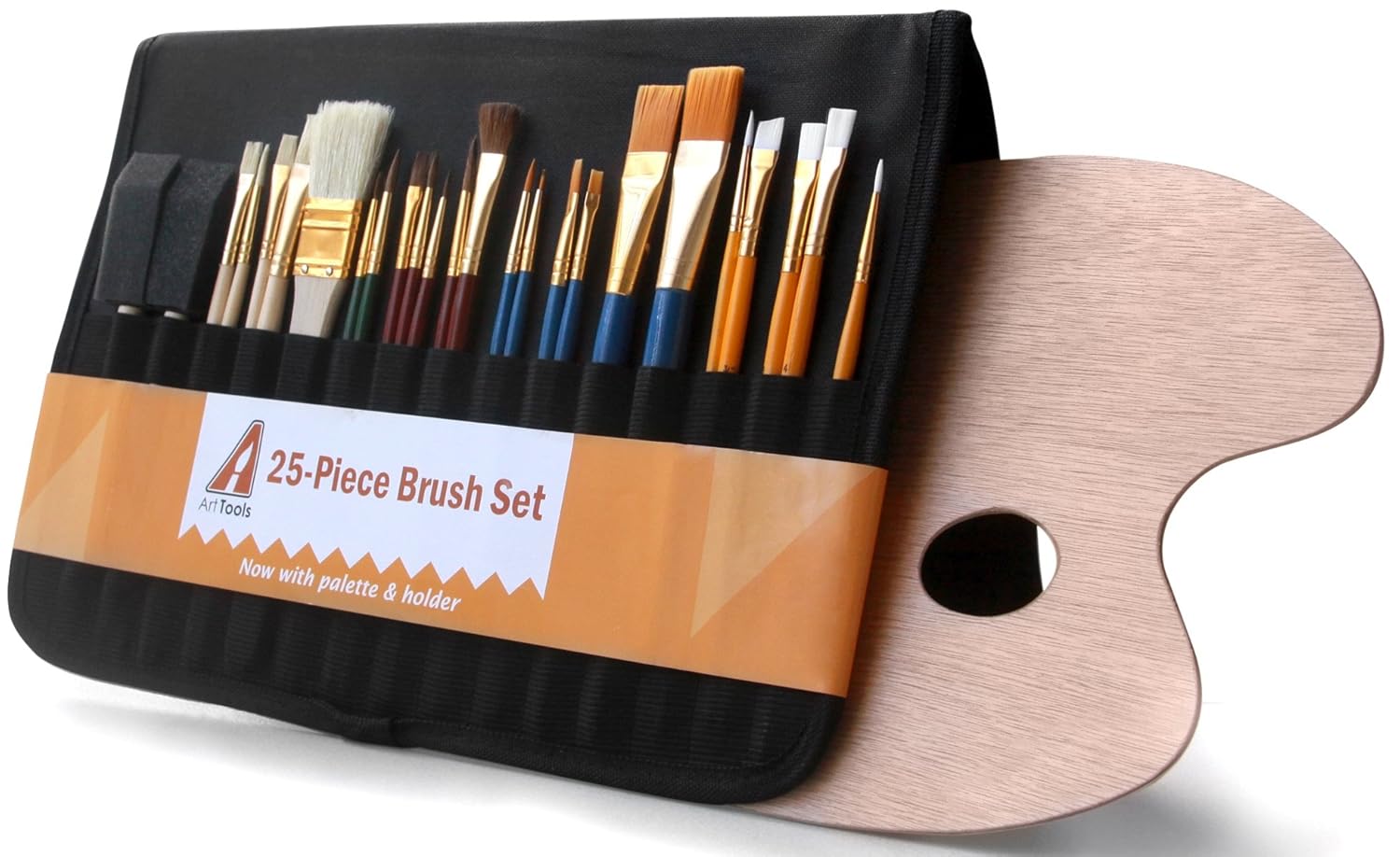 Paint Brush Set Holder Palette Art Tool 25 Pc Artist Drawing Painting