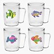 Rainbow Fish 18 oz Insulated Coffee Mug Set, Clear (4 designs)