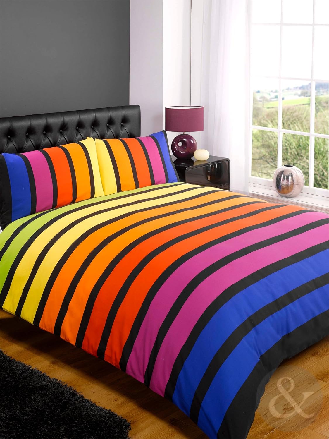 STRIPED Poly COTTON DUVET COVER Modern Quilt Cover Bedding Bed Set