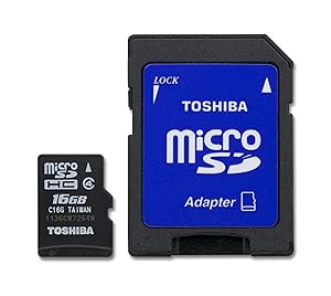 Toshiba 16GB Micro SDHC Card with STD Adapter (SD-C16G2T2TRT)