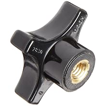 Davies Thermoset Four Arm knob, Flute Rim, Threaded Through Hole, 3/8"-16 Thread Size X 1/2" Thread Length, 2" Diameter (Pack of 5)