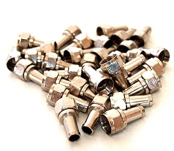 【クリックで詳細表示】5C 接栓 F型 コネクタ アルミ リング 付属 セット 同軸 ケーブル アンテナ 電設 業務 資材 用 (100個)： スポーツ＆アウトドア