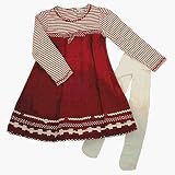 Le Top red/white knit dress w/white tights