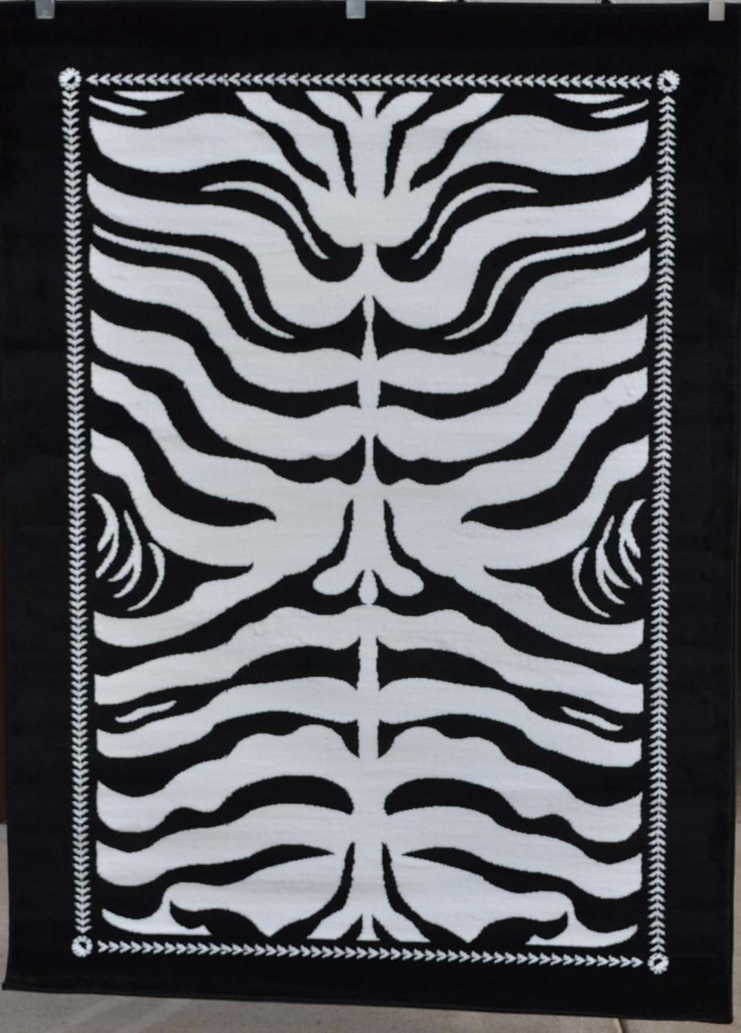 Black and White Striped Rug