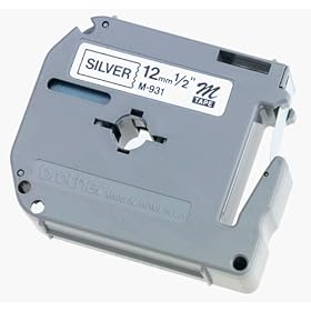 Brother Tape Cartridge 0.5IN Wide, Non-laminated Black on Silver (M931)