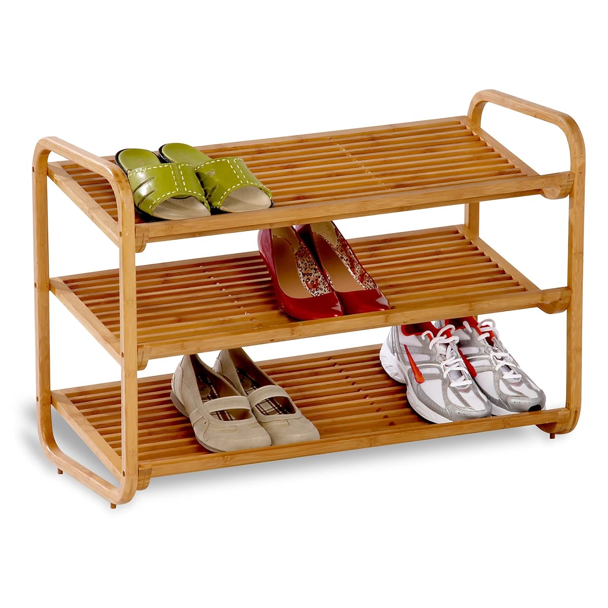 HoneyCanDo SHO01599 Bamboo 3Tier Shoe Shelf