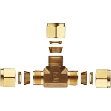 Parker A-Lok 1ET1-B Brass Compression Tube Fitting, Tee, Tube OD