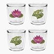 Frog & Lotus 12 oz Double-Old-Fashioned Insulated Beverage Tumblers Set, Clear (Set of 4)